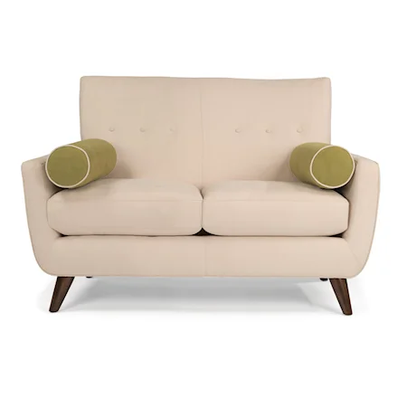 Modern Love Seat with Attached Back and Button Tufting